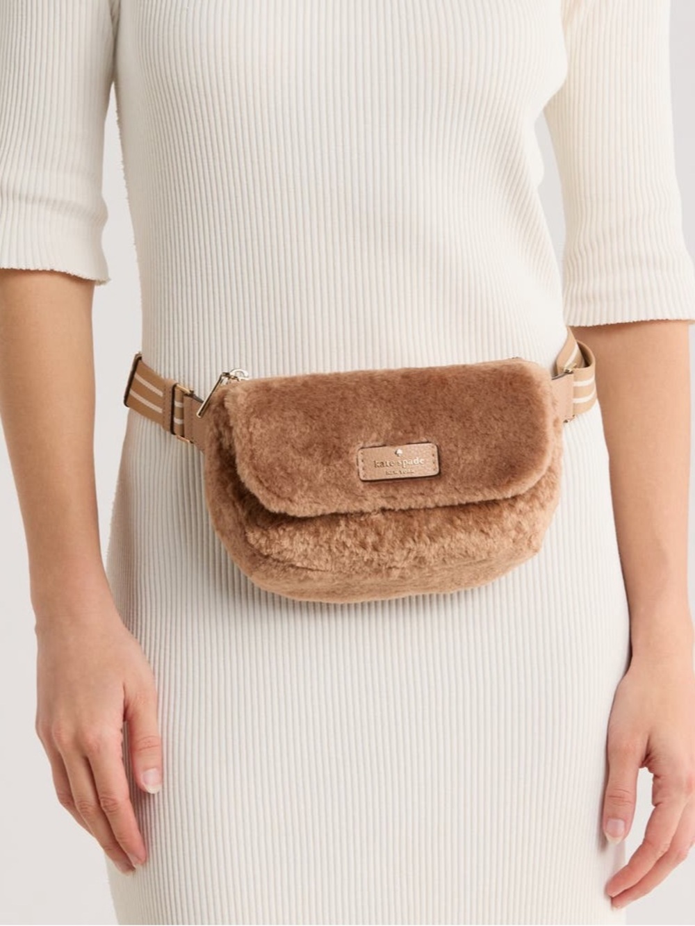 Kate Spade Rosie Faux Fur Belt Bag in Light Fawn NWT